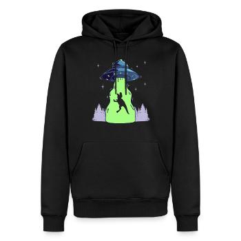 Drôle Ovni Dinosaure Drôle T-Rex Dino - Sweat à capuche Premium bio Homme - noir - Devant - Nico (187cm)