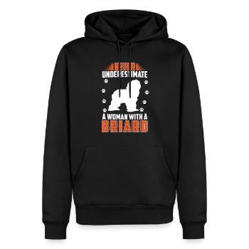 Femme avec Briard Berger de Brie - Sweat à capuche Premium bio Homme - noir - Devant - Nico (187cm)