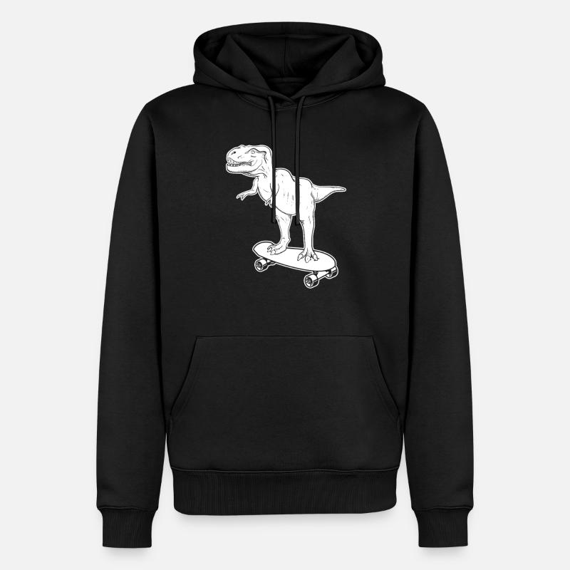 Dinosaure Skateboard T-Rex Dinosaure - Sweat à capuche Premium bio Homme - noir