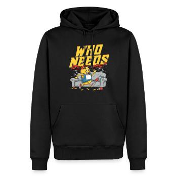 Marathoniens Qui a besoin de jours de repos ? - Sweat à capuche Premium bio Homme - noir - Devant - Nico (187cm)