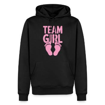 Équipe fille grossesse annonce drôle bébé fille - Sweat à capuche Premium bio Homme - noir - Devant - Nico (187cm)