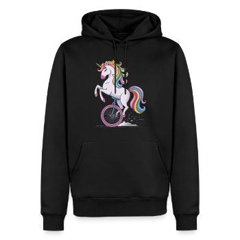 Ce gars aime les monocycles, les licornes - Sweat à capuche Premium bio Homme - noir - Devant - Nico (187cm)