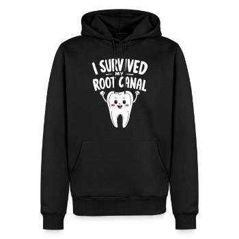 J’ai survécu à mon drôle de dent d’endodontiste - Sweat à capuche Premium bio Homme - noir - Devant - Nico (187cm)