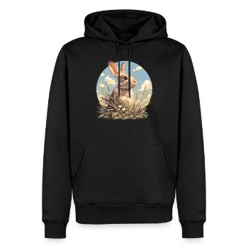 Hasen Hase - Männer Premium Bio Hoodie - Schwarz - Vorne - Nico (187cm)