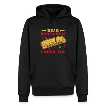 Funny Harmonica Player I Need You Harmonica - Men’s Premium Organic Hoodie - black - Front - Nico (187cm)