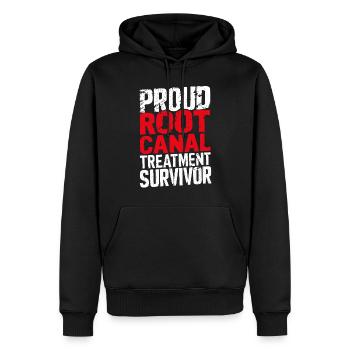Drôle de survivant du canal radiculaire Endodontiste dentaire - Sweat à capuche Premium bio Homme - noir - Devant - Nico (187cm)