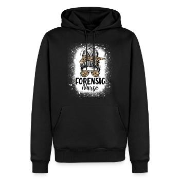 Forensic Nurse Messy Bun Leopard Funny Medical - Men’s Premium Organic Hoodie - black - Front - Nico (187cm)