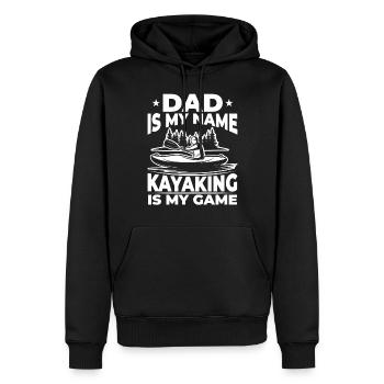 Dad is my name Kayaking is my game - Kayaking - Männer Premium Bio Hoodie - Schwarz - Vorne - Nico (187cm)