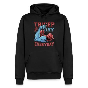 Trizeps Workout Triceps Day Everyday - Männer Premium Bio Hoodie - Schwarz - Vorne - Nico (187cm)