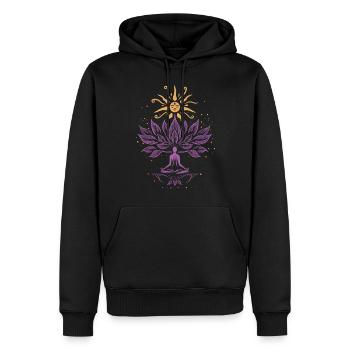 Méditation Rire drôle Yoga - Sweat à capuche Premium bio Homme - noir - Devant - Nico (187cm)