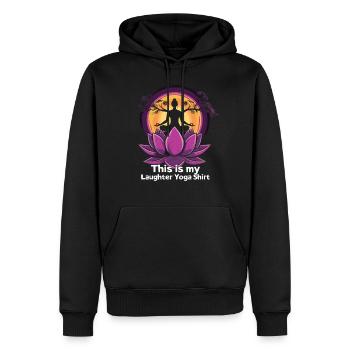 Méditation Rire drôle Yoga - Sweat à capuche Premium bio Homme - noir - Devant - Nico (187cm)