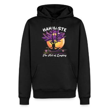 Méditation Rire drôle Yoga - Sweat à capuche Premium bio Homme - noir - Devant - Nico (187cm)