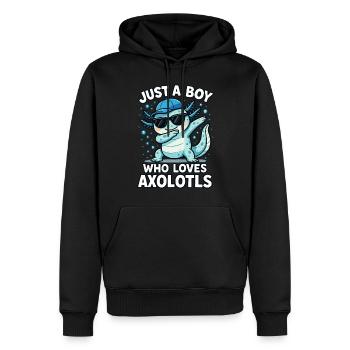 axolotl, Dabbind axolotl, Drôle d’anime Kawaii - Sweat à capuche Premium bio Homme - noir - Devant - Nico (187cm)