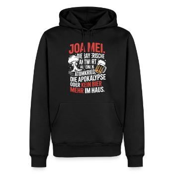 Joa Mei Bayerischer Sarkasmus Egal Dialekt Bier - Männer Premium Bio Hoodie - Schwarz - Vorne - Nico (187cm)