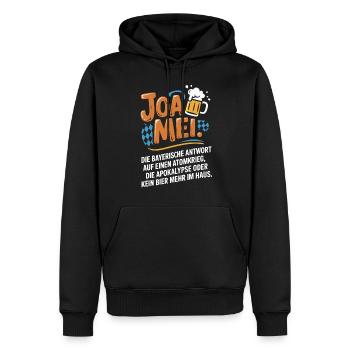 Joa Mei Bayerischer Sarkasmus Egal Dialekt Bier - Männer Premium Bio Hoodie - Schwarz - Vorne - Nico (187cm)