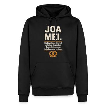 Joa Mei Bayerischer Sarkasmus Egal Dialekt Bier - Männer Premium Bio Hoodie - Schwarz - Vorne - Nico (187cm)