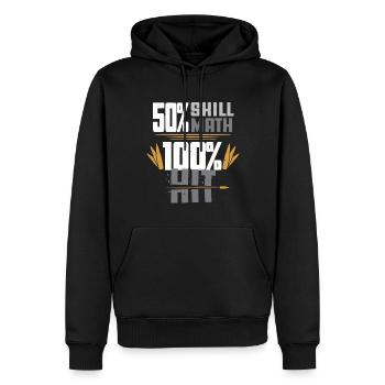 Tir à longue distance 50 % Compétence 50 % Mathématiques - Sweat à capuche Premium bio Homme - noir - Devant - Nico (187cm)