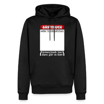 70. Geburtstag Gästebuch 70 Jahre alt Geschenk - Männer Premium Bio Hoodie - Schwarz - Vorne - Nico (187cm)