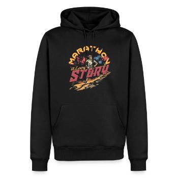 Marathon Marathonien Marathon Une longue histoire - Sweat à capuche Premium bio Homme - noir - Devant - Nico (187cm)