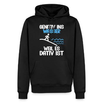 Genitiv ins Wasser weil es Dativ ist Germanistik - Männer Premium Bio Hoodie - Schwarz - Vorne - Nico (187cm)