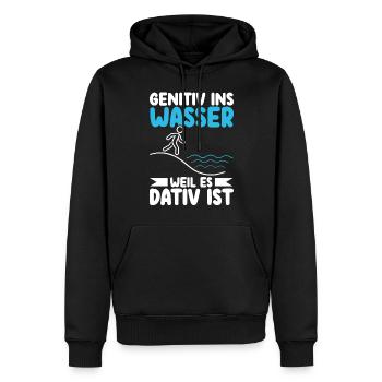 Genitiv ins Wasser weil es Dativ ist Germanistik - Männer Premium Bio Hoodie - Schwarz - Vorne - Nico (187cm)