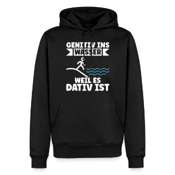 Genitiv ins Wasser weil es Dativ ist Germanistik - Männer Premium Bio Hoodie - Schwarz - Vorne - Nico (187cm)