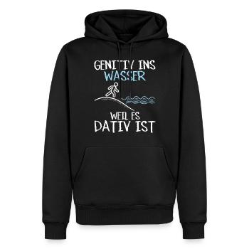 Genitiv ins Wasser weil es Dativ ist Germanistik - Männer Premium Bio Hoodie - Schwarz - Vorne - Nico (187cm)