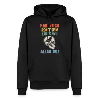 Hab' mich röntgen lassen! Alles ok! Sarkastischer - Männer Premium Bio Hoodie - Schwarz - Vorne - Nico (187cm)