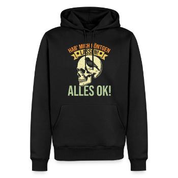 Hab' mich röntgen lassen! Alles ok! Sarkastischer - Männer Premium Bio Hoodie - Schwarz - Vorne - Nico (187cm)