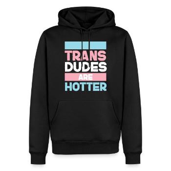 Fierté LGBT transgenre - Sweat à capuche Premium bio Homme - noir - Devant - Nico (187cm)