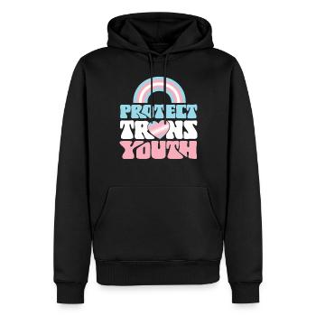 Fierté LGBT transgenre - Sweat à capuche Premium bio Homme - noir - Devant - Nico (187cm)