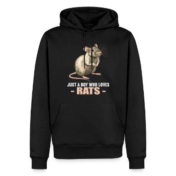 Rat Rat - Sweat à capuche Premium bio Homme - noir - Devant - Nico (187cm)