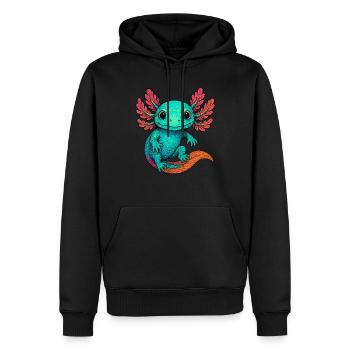 Axolotl, Axolotl coloré - Sweat à capuche Premium bio Homme - noir - Devant - Nico (187cm)