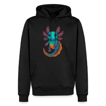 Axolotl, Axolotl coloré - Sweat à capuche Premium bio Homme - noir - Devant - Nico (187cm)