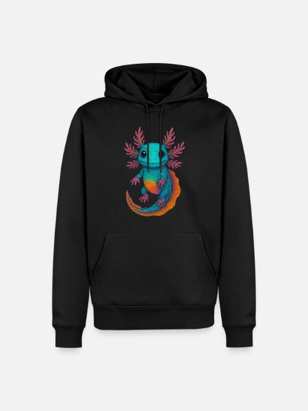 Axolotl, Buntes Axolotl - Männer Premium Bio Hoodie - Schwarz