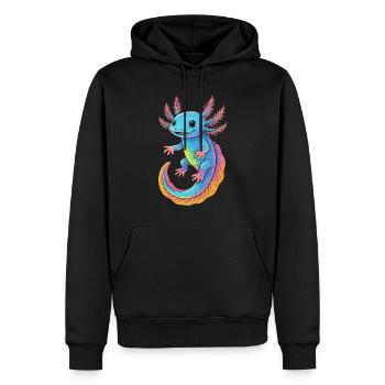 Axolotl, Axolotl coloré - Sweat à capuche Premium bio Homme - noir - Devant - Nico (187cm)