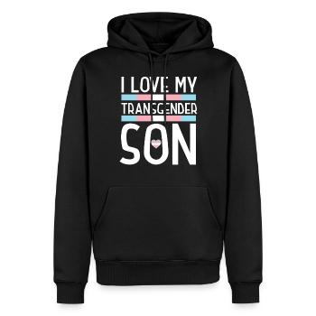 Fierté LGBT transgenre - Sweat à capuche Premium bio Homme - noir - Devant - Nico (187cm)