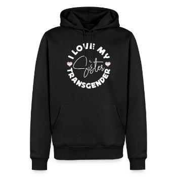 Fierté LGBT transgenre - Sweat à capuche Premium bio Homme - noir - Devant - Nico (187cm)