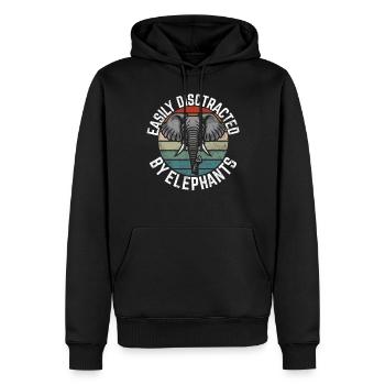 Cadeaux d’amoureux des éléphants - Sweat à capuche Premium bio Homme - noir - Devant - Nico (187cm)