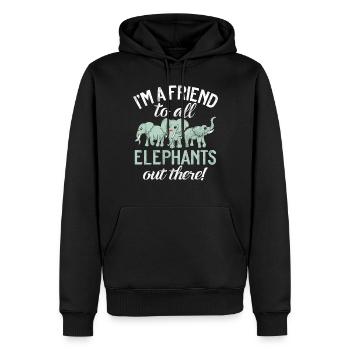 Cadeaux d’amoureux des éléphants - Sweat à capuche Premium bio Homme - noir - Devant - Nico (187cm)