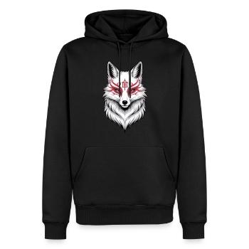 Kitsune Fuchs, Japanische Anime & Mythologie - Männer Premium Bio Hoodie - Schwarz - Vorne - Nico (187cm)