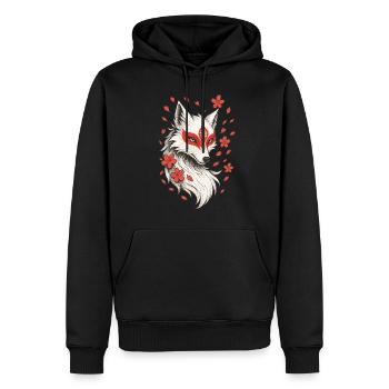 Kitsune Fuchs, Japanische Anime & Mythologie - Männer Premium Bio Hoodie - Schwarz - Vorne - Nico (187cm)
