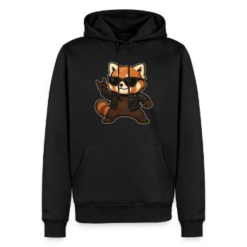Musique Rock, Panda Roux, Main De Roche, Heavy Metal - Sweat à capuche Premium bio Homme - noir - Devant - Nico (187cm)
