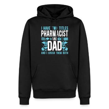 Technicien en pharmacie - Sweat à capuche Premium bio Homme - noir - Devant - Nico (187cm)