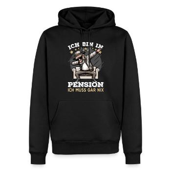 Pension Pensionierung Mann Ich bin in Pension - Männer Premium Bio Hoodie - Schwarz - Vorne - Nico (187cm)