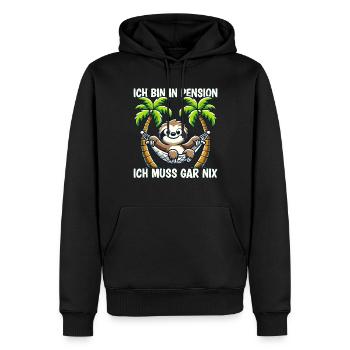 Pension Pensionierung Mann Frau Ich bin in Pension - Männer Premium Bio Hoodie - Schwarz - Vorne - Nico (187cm)