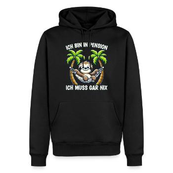 Pension Pensionierung Mann Frau Ich bin in Pension - Männer Premium Bio Hoodie - Schwarz - Vorne - Nico (187cm)