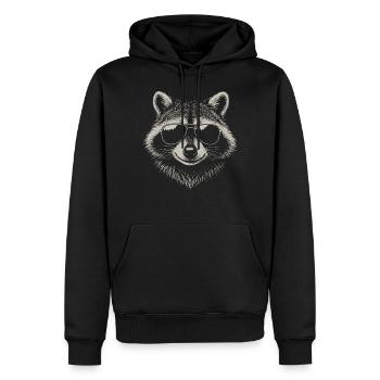 Cool Waschbär Illustration Sonnenbrille Tier - Männer Premium Bio Hoodie - Schwarz - Vorne - Nico (187cm)