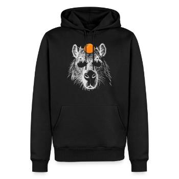 Cool Capybara rongeur illustration orange fruit - Sweat à capuche Premium bio Homme - noir - Devant - Nico (187cm)
