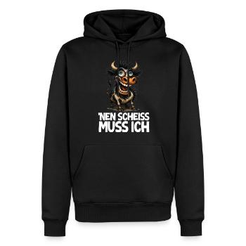 lustige Kuh Cartoon Humor Spruch - Männer Premium Bio Hoodie - Schwarz - Vorne - Nico (187cm)